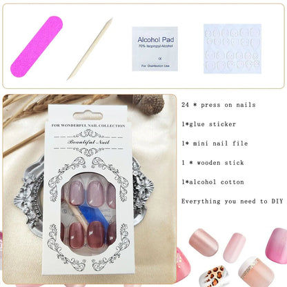 Wholesale Price Press On Nails Ballerina Medium Coffin False Nails French Tip Nails Manicure Stick On Nails Acrylic Fake Nails