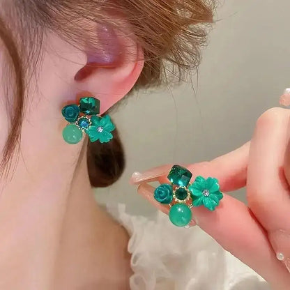 925 Silver Needle Korean Fashion Crystal Flower Earrings For Women Jewelry 2026 Trending  Women's French Pearl Earrings z40