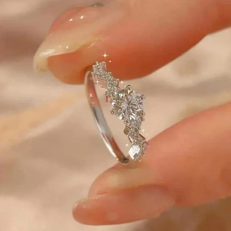 Star Engagement Rings for Women Stainless Steel Ring Certificate Promise Wedding Jewelry Bague Acier Inoxydables Femme Кольцо