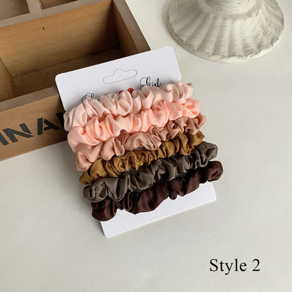 3/6Pcs/Set Silk Hair Scrunchies Elastic Hair Bands Women Elegant Headwear Hair Ties Ponytail Holder Sweet Hair Rope Rubber Bands