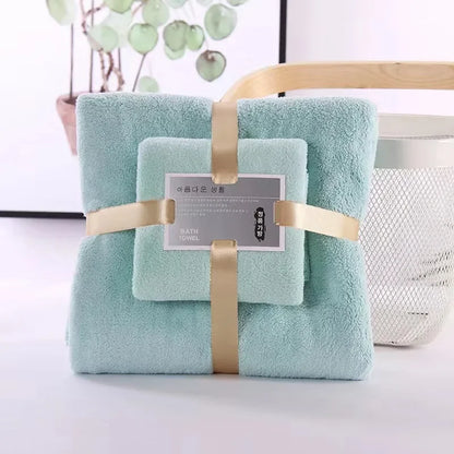 2PC Bath Towels Set Super Soft Highly Absorbent Quick-drying For Adults Hotel & Spa Use Coral Velvet Bath Towel