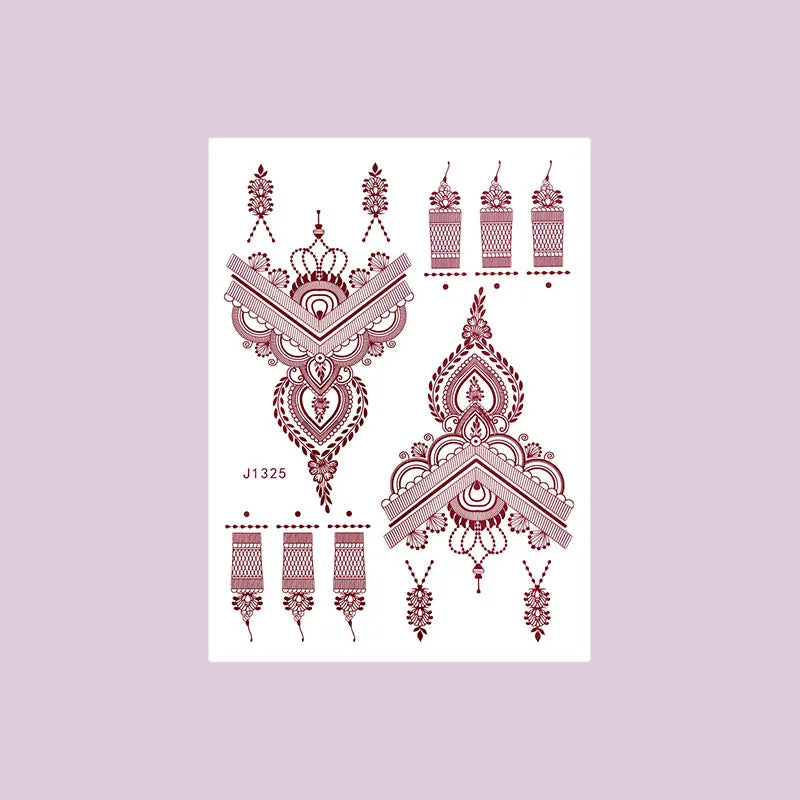 Waterproof Henna Tattoo Stickers for Women Flower Instant Fake Tattoo for Hand Temporary Tattoos for Wedding Party Festival
