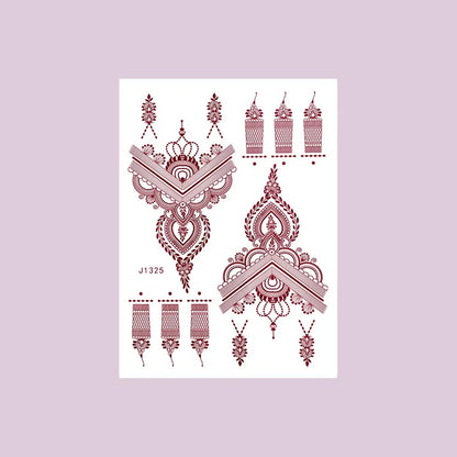 Waterproof Henna Tattoo Stickers for Women Flower Instant Fake Tattoo for Hand Temporary Tattoos for Wedding Party Festival
