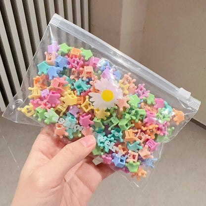 100Pcs Cute Flower Star Hair Claws Styling Hair Braid Hairpins Kids  Colorful Small Girls Hair Clips Hair Accessories Headwear