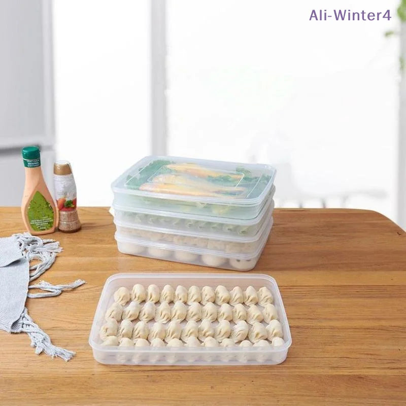 【Winter4】Kitchen Storage Box Refrigerator Organizer Transparent Food Containers Tray For Dumpling Fruits Vegetables Meat Cake