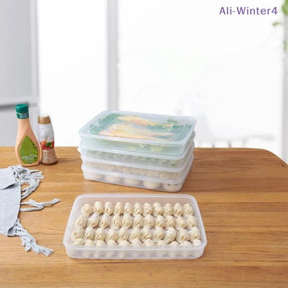 【Winter4】Kitchen Storage Box Refrigerator Organizer Transparent Food Containers Tray For Dumpling Fruits Vegetables Meat Cake