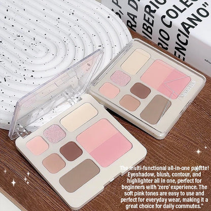8 Color Pink Brown Eyeshadow Blush Palette Matte Beige Highlighter Gray Earth Tone Contour Cheek Rouge Multifunctional Cosmetic