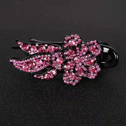 Shiny Rhinestone Hairpin Flower Leaf Duckbill Hair Claws Retro Hair Clips Accessories For Women Shinning Ponytail Headwear