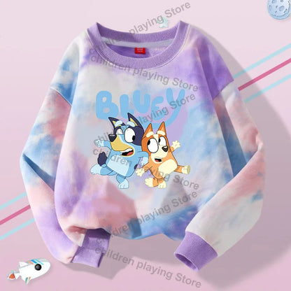 Blueyi Series Kid Pullover Sweatshirts Trendy Long Sleeves Top Bingo Autumn Winter Cartoon Child Clothes Birthday Christmas Gift