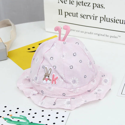 Children Hat Toddler Boys Girls Summer Cartoon Panama Sun Hat Baby Beach Fisherman Bucket Hat Kids Ear Cover Caps 0-8 Months