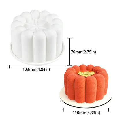 Round Flower Design Bento Cake Silicone Mold Silicone Material Dessert Making 3D Soap Candle Wax Mould Pudding Mold
