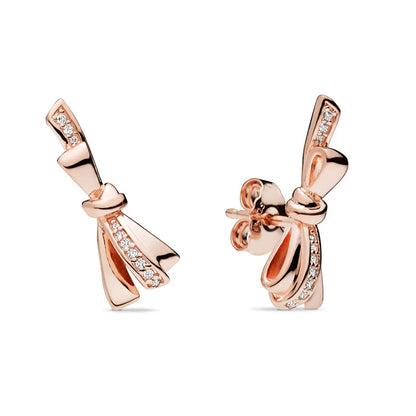 TOGORY Newest Rose Gold Brand Stud Earrings For Ladies Women Crown Love Round Earrings Jewellery Birthday Gift Special Offer