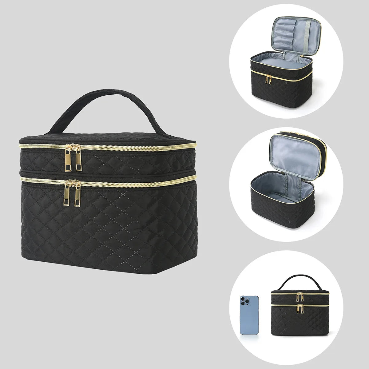 Nail Polish Storage Bag Essential Oil Bag Portable Cosmetic Nail Care Kit Nail Care Tool Storage Box Double Layer 30 Compartment