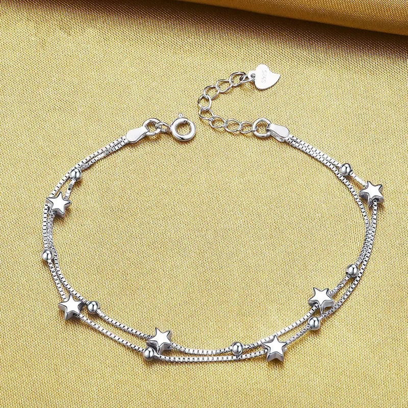 Fine 925 Sterling Silver Lucky Bead Bracelets For Woman Luxury Original Multi-layer Charm Bracelet Elegant Party Jewelry Gifts