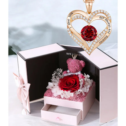 Fashion Zircon Double Heart Pendant Necklace For Women Valentine Gift Rhinestone Love Heart Chain Party Jewelry Lady Girlfriend
