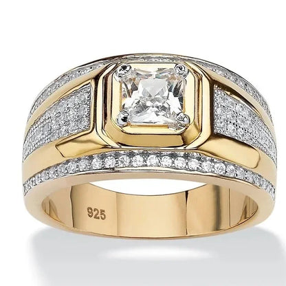 Milangirl Big Hip Hop Rhinestone Men Out Bling Square Ring   Pave Setting CZ Wedding Engagement Rings Top Quality