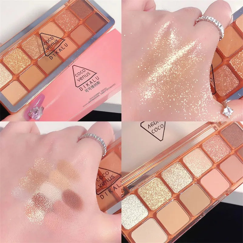 Flash Diamond Peach Kumquat Eyeshadow Palette Nude Pink Purple Eye Pearl Glitter Shadows Korean Charming Contour Eyes Make Up