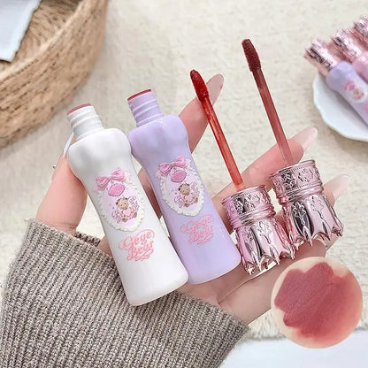Gege Bear Silky Matte Velvet Lip Mud Moisturizing Non Drying Smooth Long-Lasting Lip Glaze Reddish-brown Autumn&winter Lip Gloss