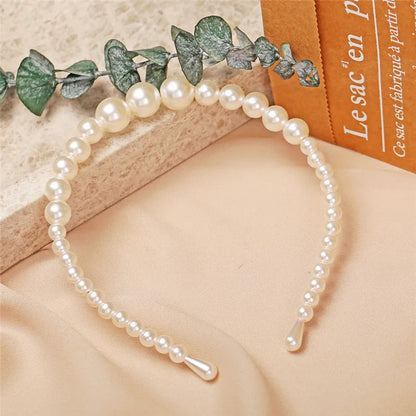 VAGZEB Fashion Full Pearl Hairbands Elastic Flower Women Hair Hoop Bands Headband Bezel Girls Hair Accessories Headdress