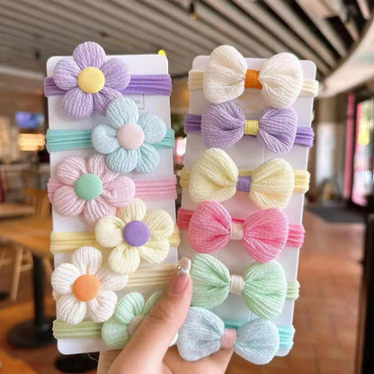 6/12Pcs/Set Cute Bow flower Rubber Elastic Hair Bands Girls Not Hurt Hair Small Scrunchie Kids Sweet Hair Ties Hair Accessories