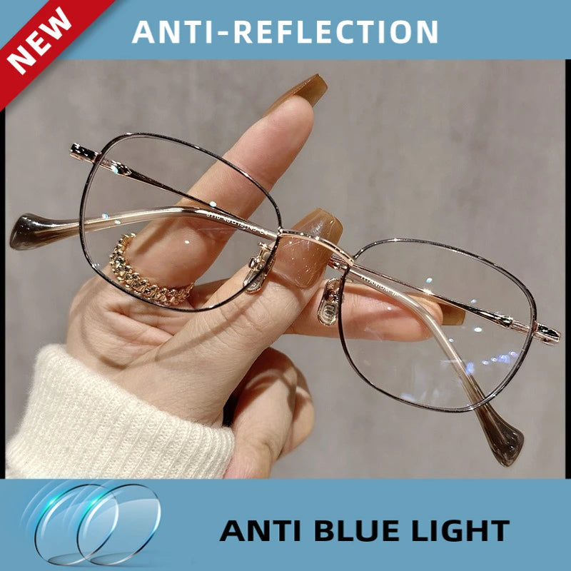 EYORA Ultralight Luxury Alloy Small Frame Reading Glasses Anti Blue Light Myopia and Hyperopia Photochromic Prescription Eyewear