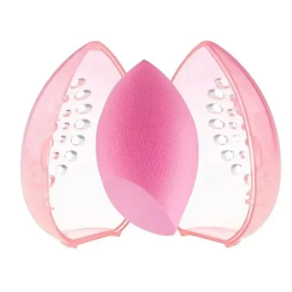 Portable Cosmetic Egg Stand Storage Box Beauty Makeup Sponge Storage Case Puff Holder Empty Cosmetic Transparent Elliptic Box