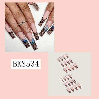 Luxury Designed Reusable Pink Nude False Nails Short Custom Acrylic Press On Nails Artificial Nails With Glue For Woman And Girl