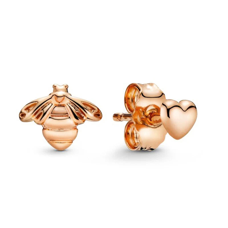 TOGORY Newest Rose Gold Brand Stud Earrings For Ladies Women Crown Love Round Earrings Jewellery Birthday Gift Special Offer