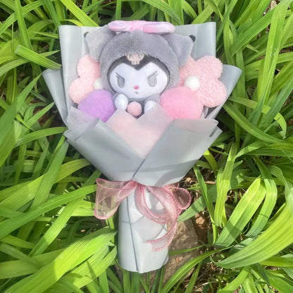 Cartoon My Melody Kuromi Cinnamoroll Kt Cat Plush Doll Creative Flower Bouquet Valentine Christmas Graduation Birthday Gift