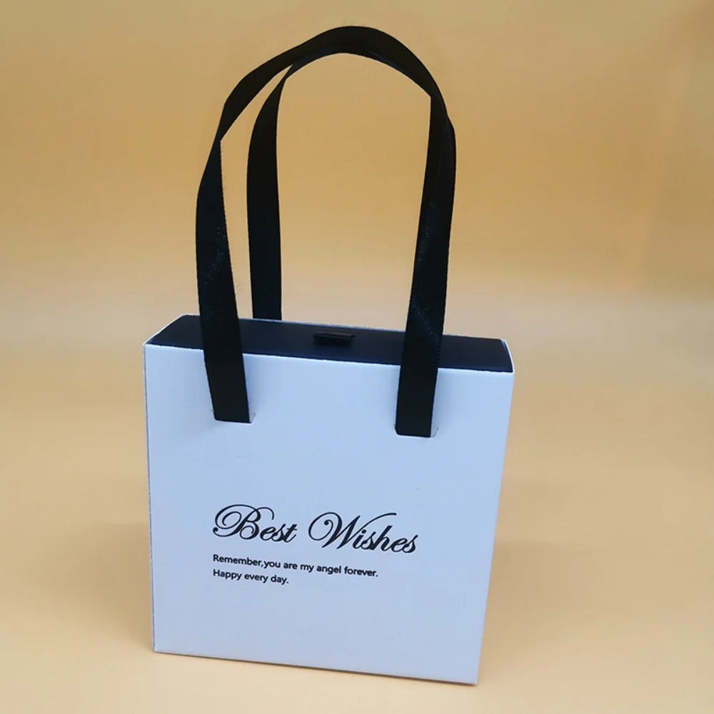 Portable Jewelry Box Ring Earrings Necklace Paper Jewelry Display Case Blessing Print Valentines Day Wedding Gift Packaging Box