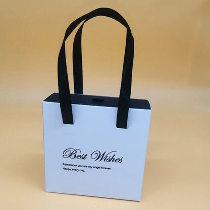 Portable Jewelry Box Ring Earrings Necklace Paper Jewelry Display Case Blessing Print Valentines Day Wedding Gift Packaging Box