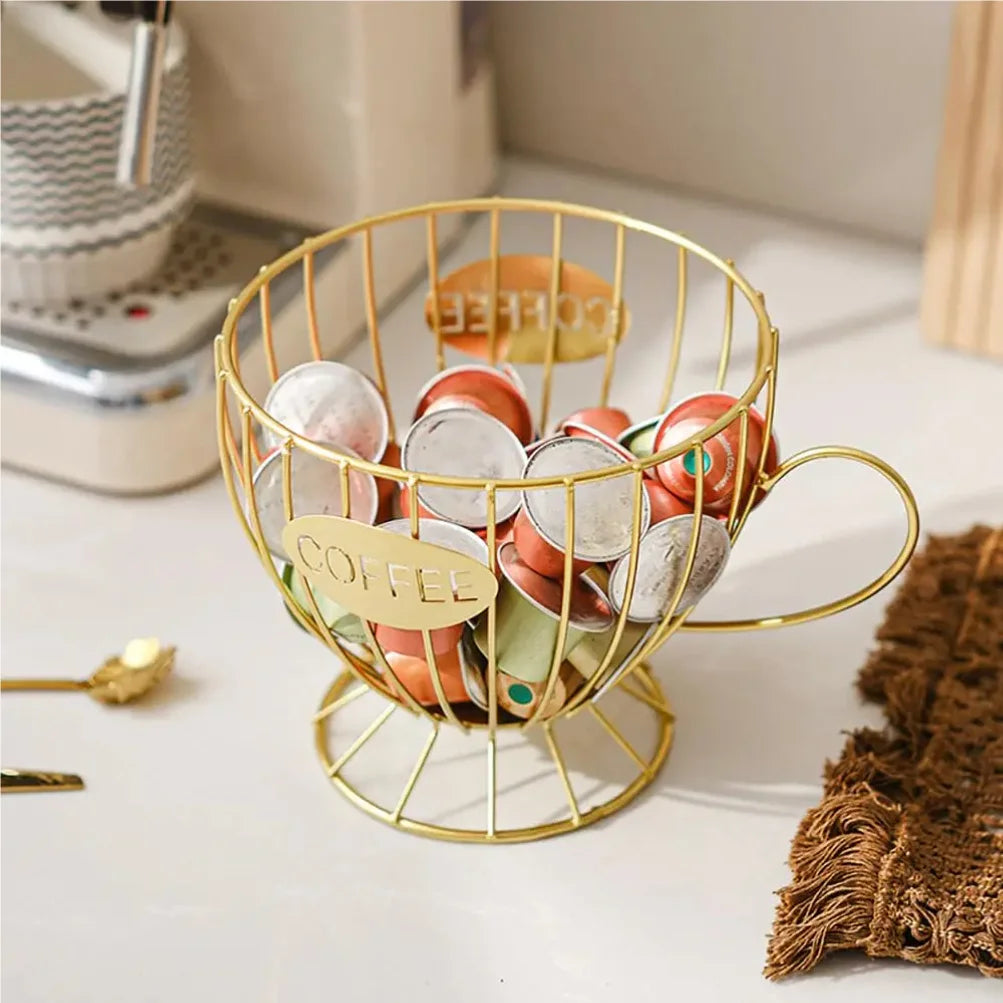 Metal Coffee Capsule Holder Large Capacity Cup Coffee Pod Organizer for Coffee Shop Bar Display Kitchen Storage Accessories