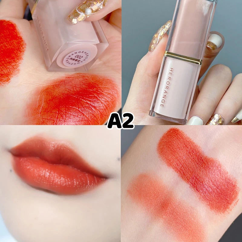 HERORANGE 1Pc Matte Lipstick Waterproof Velvet Nude Sexy Red Long Lasting Non-Stick Dry Lip Stain Makeup