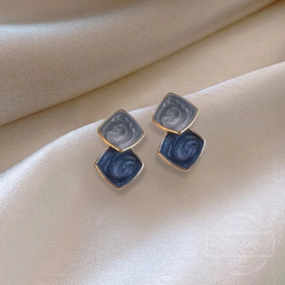 Fashion Vintage Resin Geometric Drop Earrings for Women Charms Elegant Irregular Blue Pendant Earrings Jewelry Party Gifts
