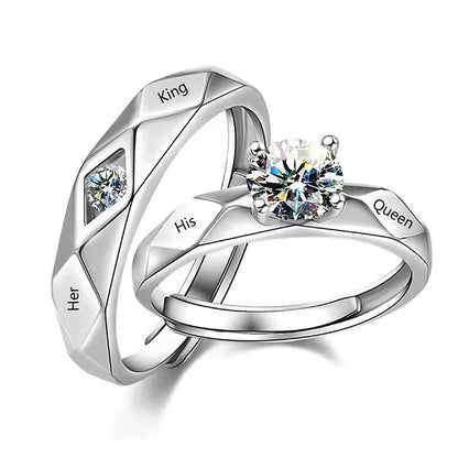 High Quality Adjustable Trendy Couple Wedding Rings for Women &Men Lovers Simple Cubic Zirconia Silver Color Fashion Jewelry