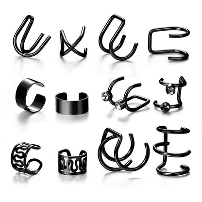 10 Pcs Leaves Clip Earrings for Women Rose Gold Color Creative Simple C Ear Cuff Non-Piercing Ear Clips Set Trend Jewelry Gift