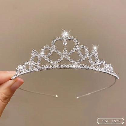 Children's Princess Crown Crystal Tiara Girls Hair Accessories High-end Atmosphere Dance Performance Birthday Gift Crown