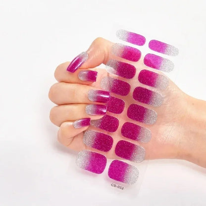 16Tips Nude Semi-Cured Gel Nail Wraps Sticker Long-Lasting UV LED Lamp French Nail Decal Full Cover Waterproof Semi-Cured Sticke
