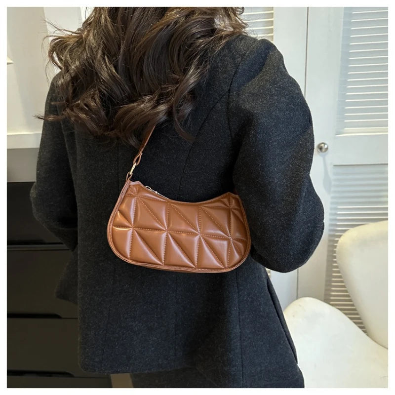 New Solid Color Casual Women's Handbags Shoulder Bag with Niche Retro Design Fashionable and Trendy Leather Crossbody Bags