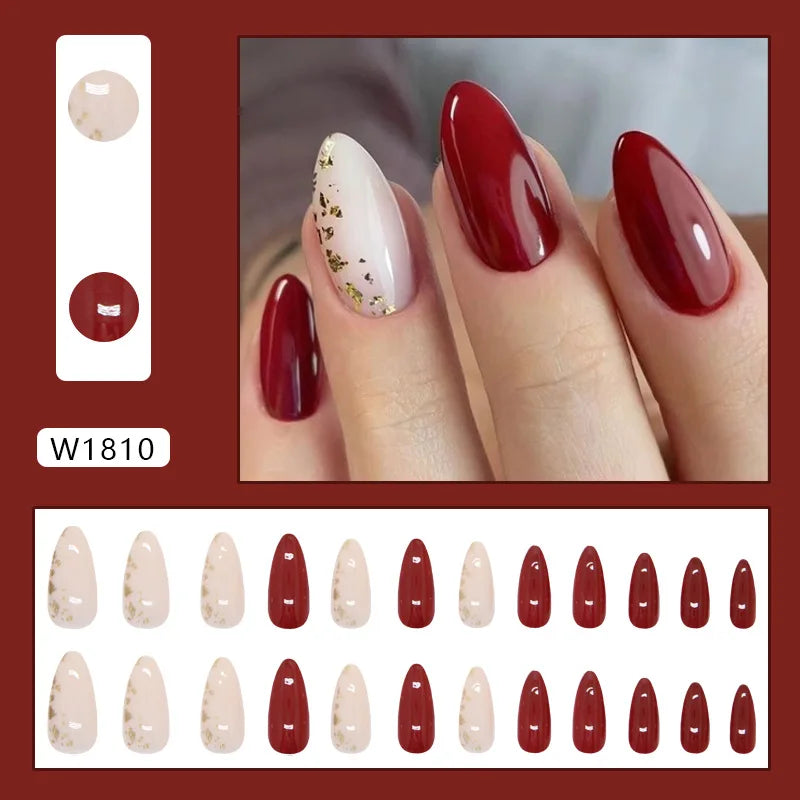 Caramel Flower 24 Pcs Press on Nails Pink Gradient Fake Nails Glossy Artificial Finger Manicure Reusable False Nails for Women