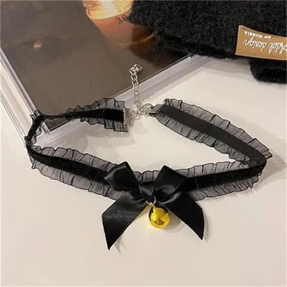 Sexy Cat Ear Bow Headband Necklace Plush Bell Hairband Girl Hairhoop Headwear Costume Accessory for Cosplay Masquerade