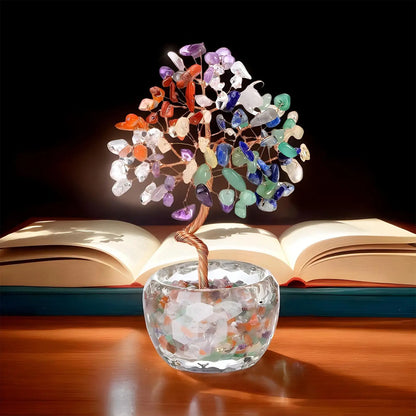 Crystal Tree Ornament Handmade Crystal Bonsai Tree Ornament Wealth & Good Luck Multi-Functional Decor for Men Women Family