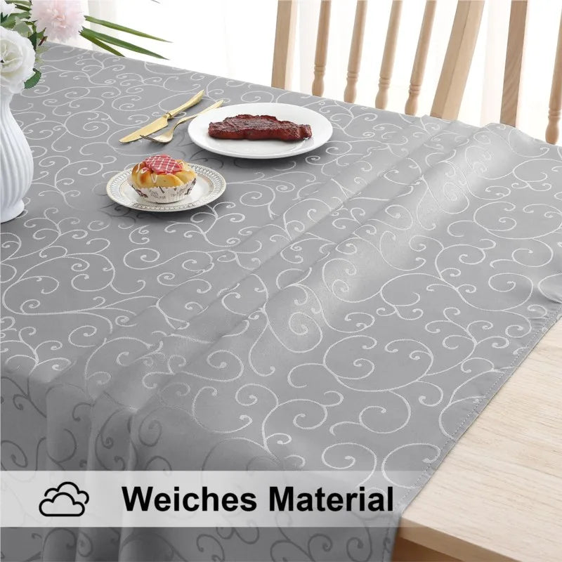 Homaxy Washable Rectangular Tablecloths Kitchen Resturant Easy Care Table Cloths Scratch-Resistant Polyester Damask Table Cloths
