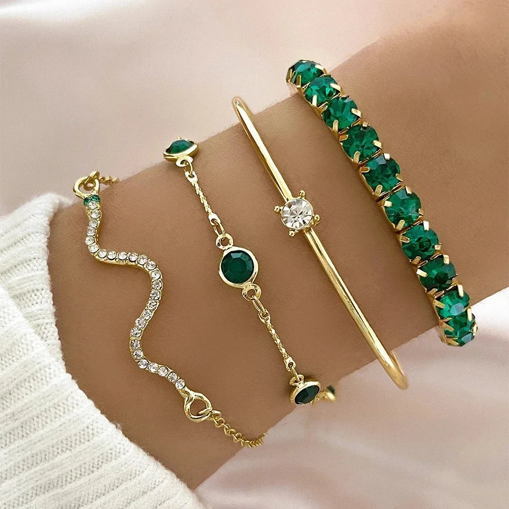 3 Pcs/set Geometric Twisted Lines Irregular Shaped Open Cuff Bracelet and Bangle Set for Women Punk Exaggerated Style Accessor
