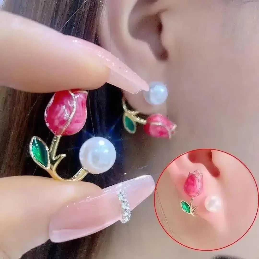 925 Silver Needle Korean Fashion Double V Crystal Earrings For Women Jewelry 2026 Trending Luxury Women's Earrings Behind Ear