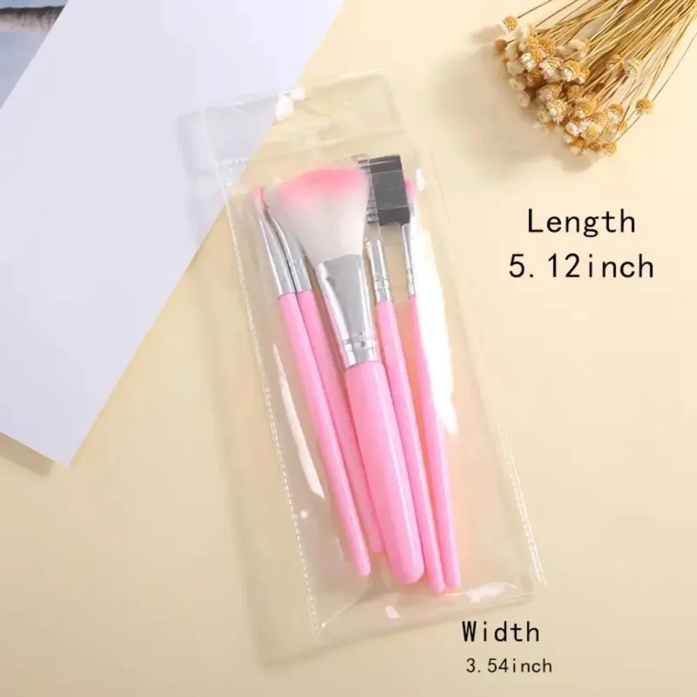 5Pcs Makeup Brushes Sets Portable Mini Cosmetic Brushes Kit Professional Eyeshadow Blush Loose Powder Brushes Beauty Tools