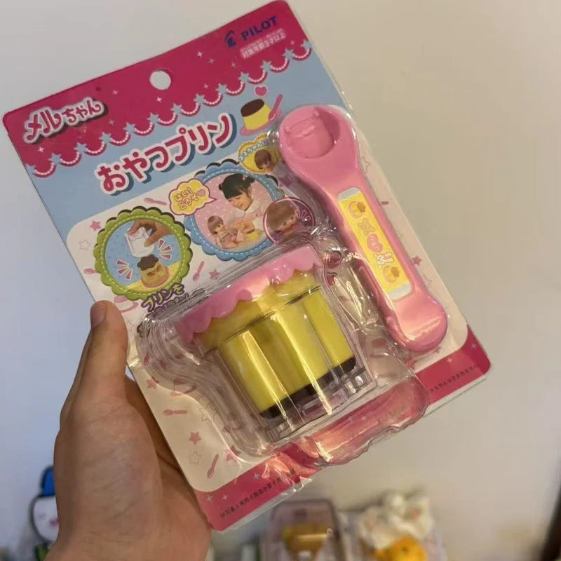 Feeding Pudding Feeding Toy Cute Pink Jelly Strawberry Pudding Set Desktop Ornament Models Desk interior for Children Funny Gift