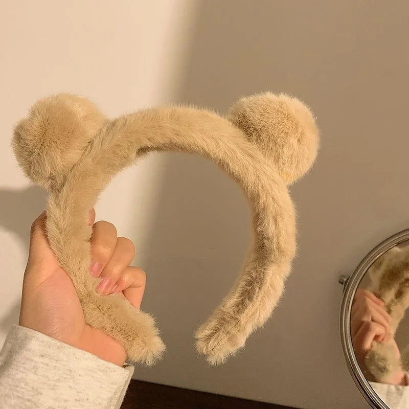 Cute Cartoon Plush Bear Ear Hair Bands Women Hair Hoop Non-slip Headdress Headband Girls Hair Accessories With 2 Colors