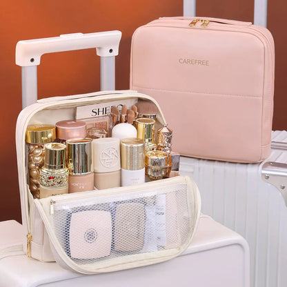 Professional Stand up Cosmetic Bag Large Capacity Travel Toiletry Organizer With Multiple Compartments Portable Storage Pouch