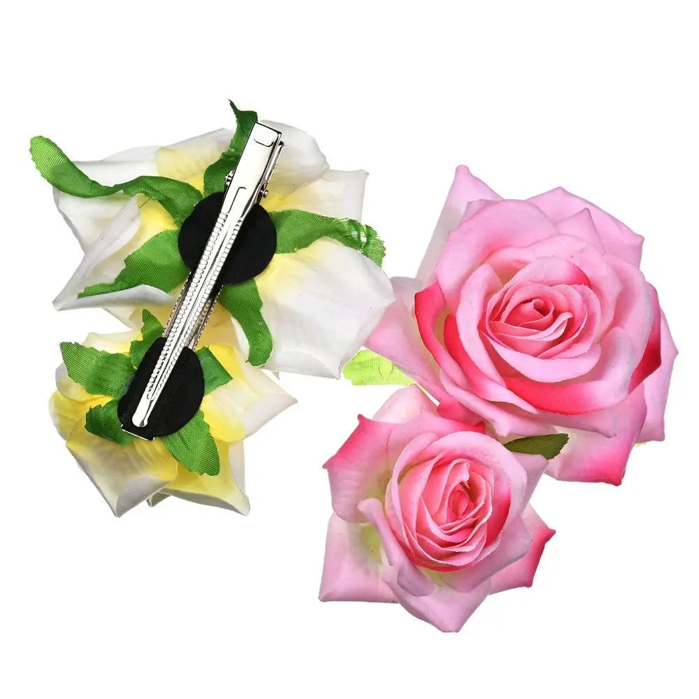 Fashion Festival Elegant Bridesmaid Hair Jewelry Bridal Flower Hair Clip Double Rose Hairpin Wedding Accessories